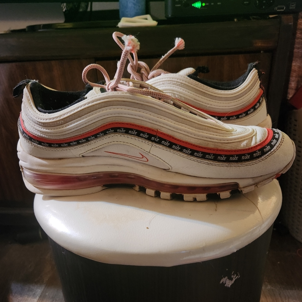 Womens white, red and black nike airmax 97
